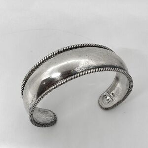 Vtg Taxco Sterling Silver Twisted Rope Edge Design Cuff Bracelet | 24.6g